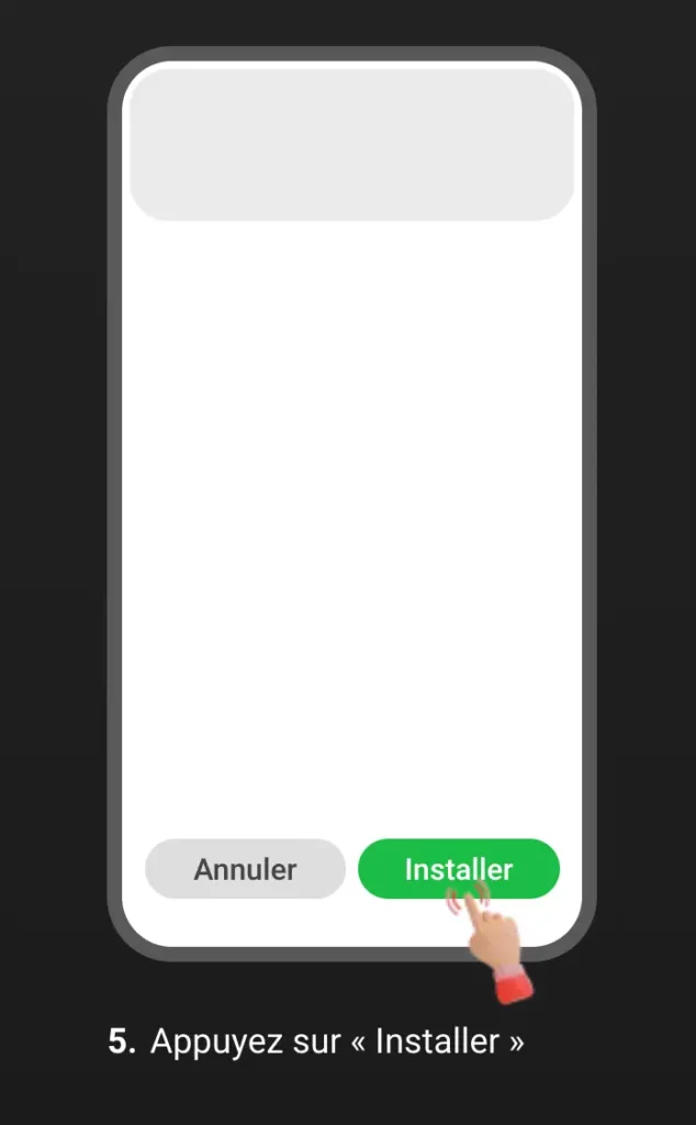 Bouton d'installation affiché lors de l'installation de l'application mobile 888starz.