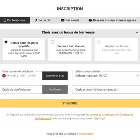 L&rsquo;inscription sur Melbet