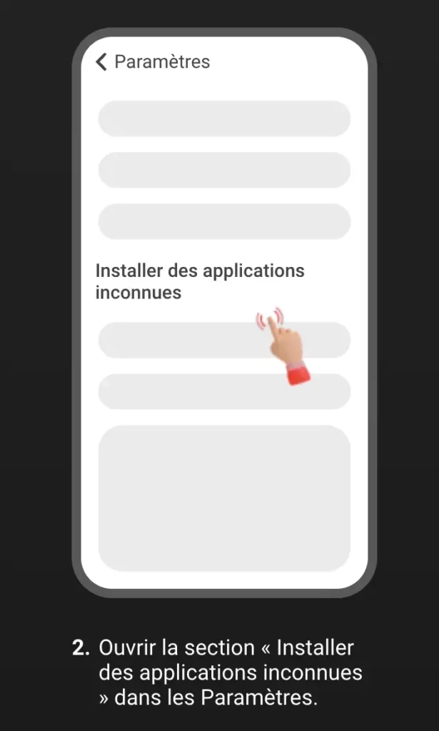 Écran Paramètres Android affichant l'écran d'autorisation pour installer des applications inconnues.
