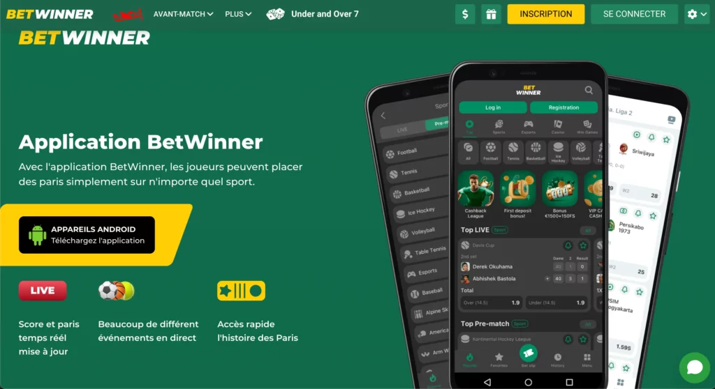 Page de téléchargement de l'apk BetWinner Android pour les joueurs marocains.