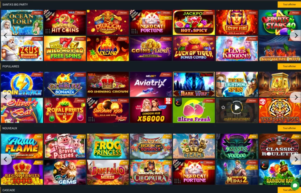 Le casino MelBet MA propose un lobby de jeux de casino pour les joueurs marocains.
