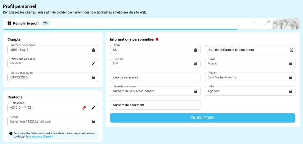Capture d'écran de la section de vérification KYC du casino Gooobet affichant les champs de saisie des informations personnelles et de téléchargement des documents.